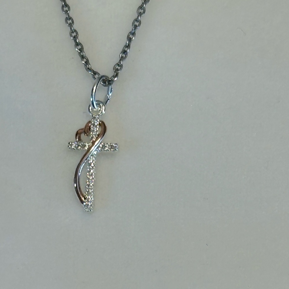 Elegant Silver and Gold Cross Pendant Necklace